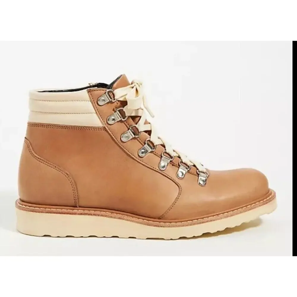 Nisolo Go-To City Hiker Boots •Wimen 8.5• Tan Almond Lace Up Anthropologie $350